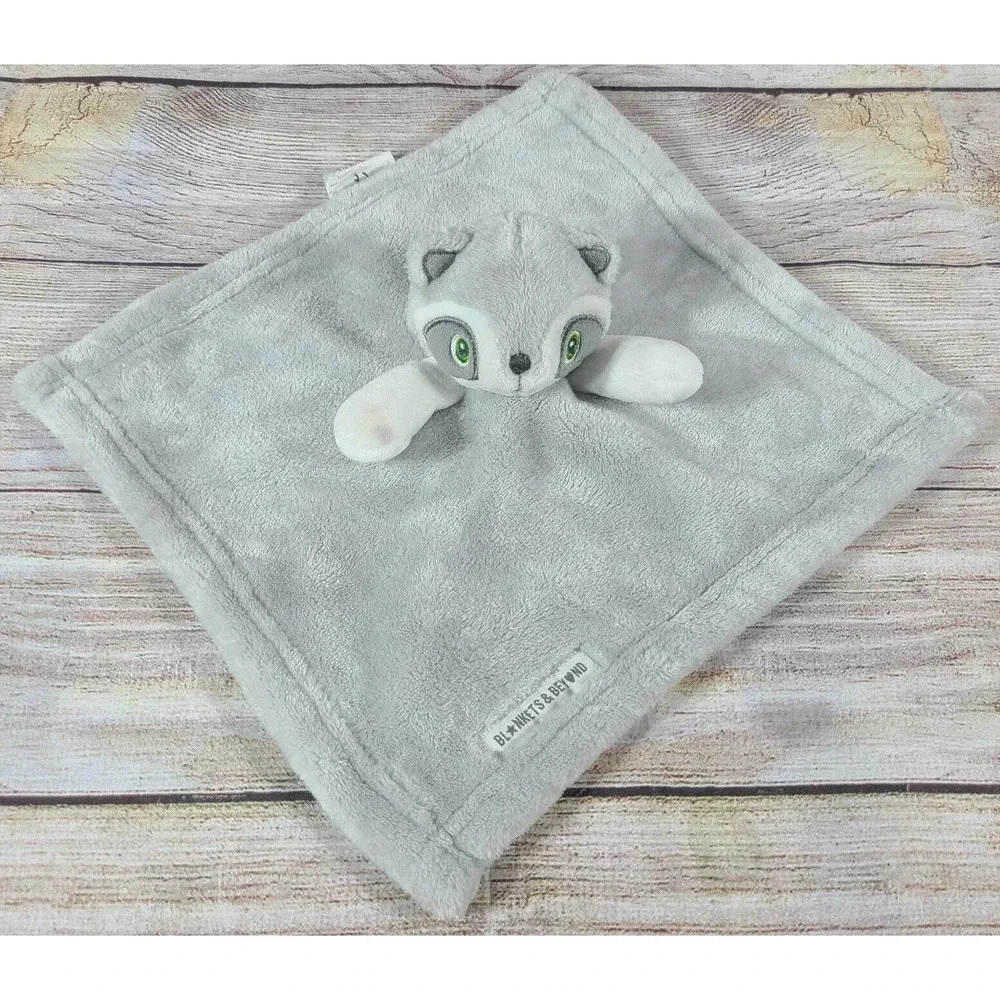 Blankets & Beyond Plush Raccoon Lovey Security Blanket Gray White 11 inches